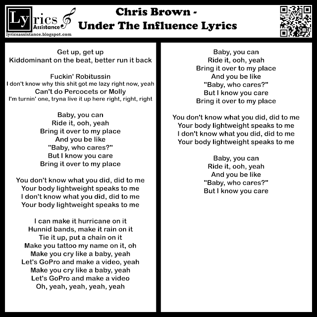 Chris Brown - Under The Influence Lyrics | lyricsassistance.blogspot.com
