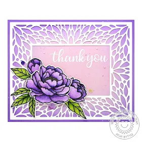 Sunny Studio Stamps: Blooming Frame Dies Pink Peonies Everyday Greetings Thank You Card by Anja Bytyqi