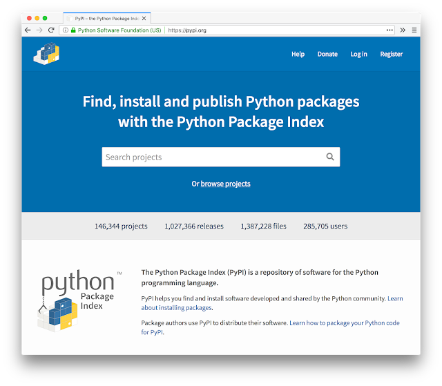 The PyPI homepage