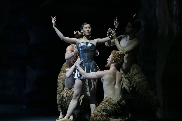 The Australian Ballet's principal artist Ako Kondo as Sylvia with fauns attending, Jeff Busby photo credit