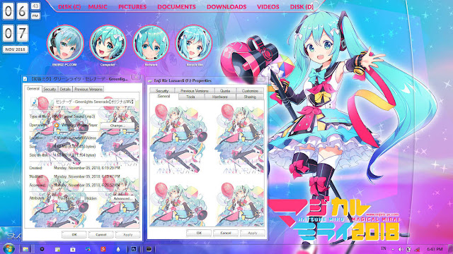 Windows 7 Theme Magical Mirai 2018 by Enji Riz Lazuardi