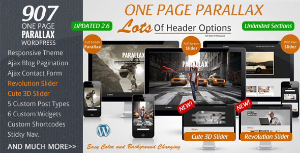 907 - Responsive WP One Page Parallax - ThemeForest Item for Sale