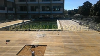 Pengerjaan pool deck Kayu Bengkirai Bali