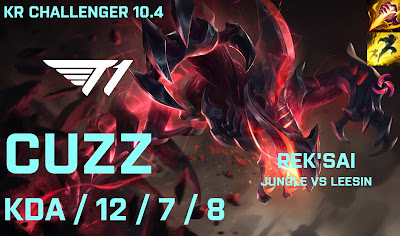 T1 Cuzz Rek'sai JG vs AF Dread Leesin - KR Challenger 10.4