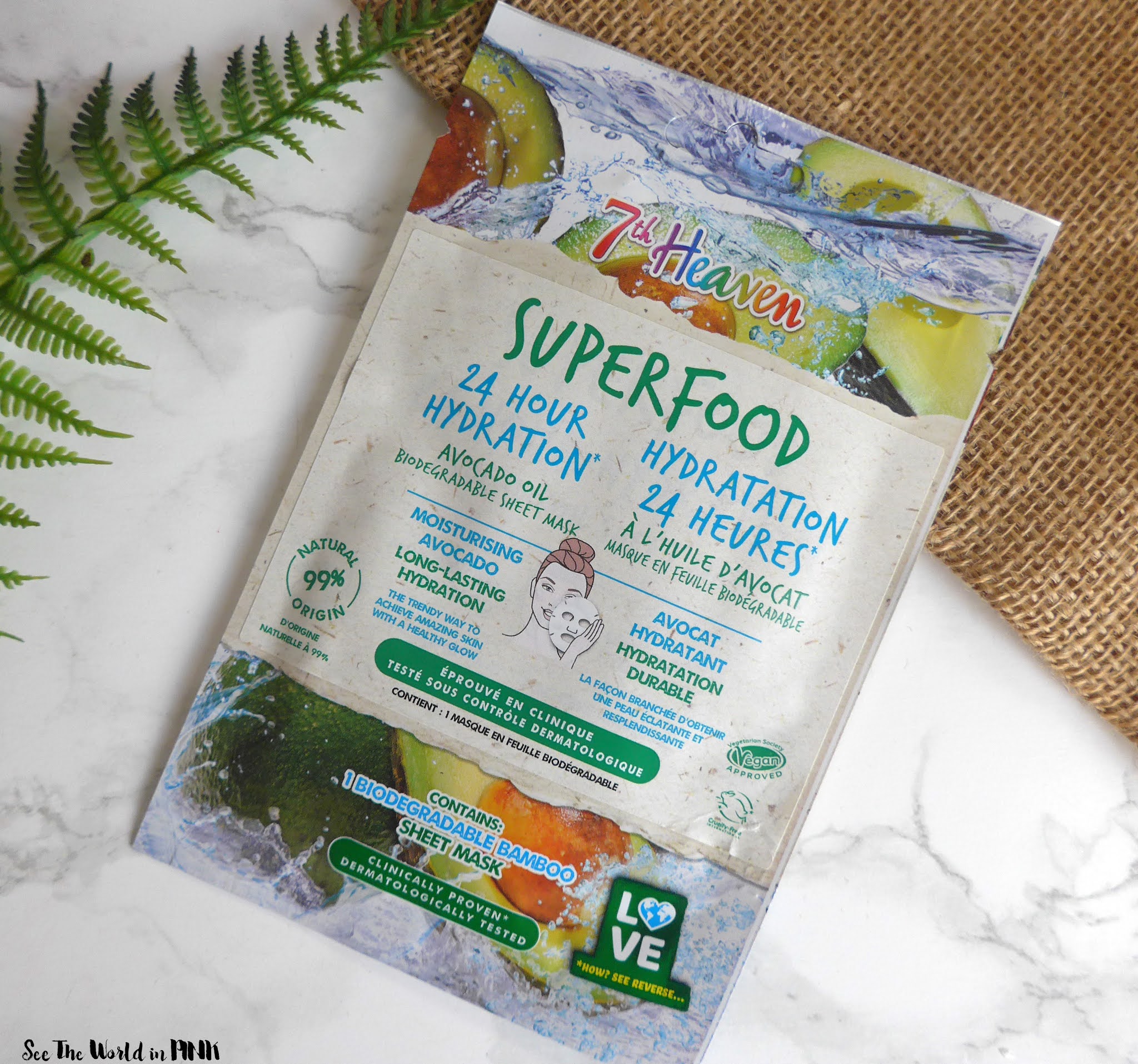 7th Heaven Superfood Avocado, Rice Protein, and Turmeric Bamboo Biodegradable Sheet Masks