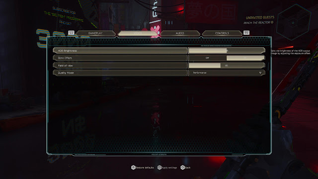 Ghostrunner 2 - HDR Settings Screen