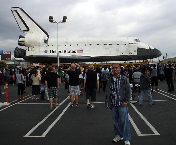 Posing with Endeavour in the city of Westchester near Los Angeles International Airport...on October 12, 2012.