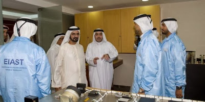 Sheikh Mohammed Bin Rashed and engineers at the Emirates Institution for Advanced Science and Technology (EIAST). Credit: eiast.ae