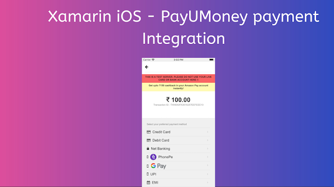 Xamarin iOS PayUMoney Payment Integration #PayUMoney