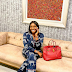 Abisola Kola Daisi slays Banke Kuku Zebra print pant set .... Louis Vuitton slipper red Hermes bag