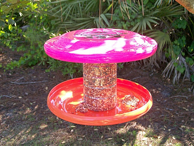   Recycled Material on Bird Feeder Made From Mainly Recycled Materials