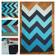 I pieced together quilting cotton and a dark wash denim to make the chevron . (chevron collage )