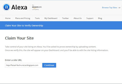 Cara Daftar dan Verifikasi Blog di Website Alexa Rank terbaru 2015 tahap 1