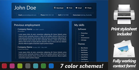 Professional Online Resume/CV - Resume / CV Specialty Pages