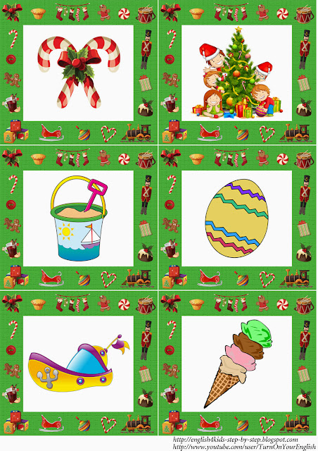 English preschool christmas flashcards