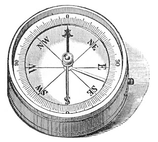 Vintage drawing of an engineering compass.  