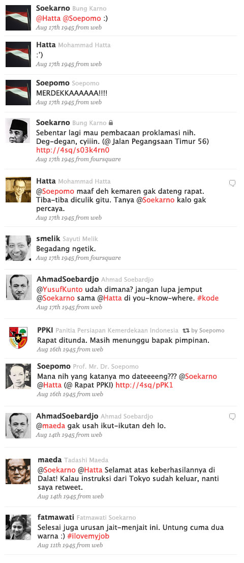 bukti twitter di masa penjajahan tahun 1945