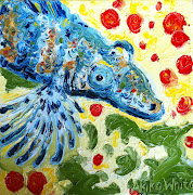 Under the SeaBlue Fish. (oil on canvas, 8 x 8) click here to buy this . (under the sea blue fish small)