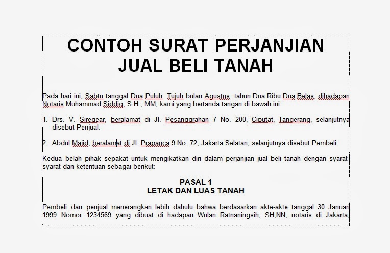 [.doc] CONTOH SURAT PERJANJIAN JUAL BELI TANAH 