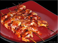 glazed Prosciutto wrapped shrimp