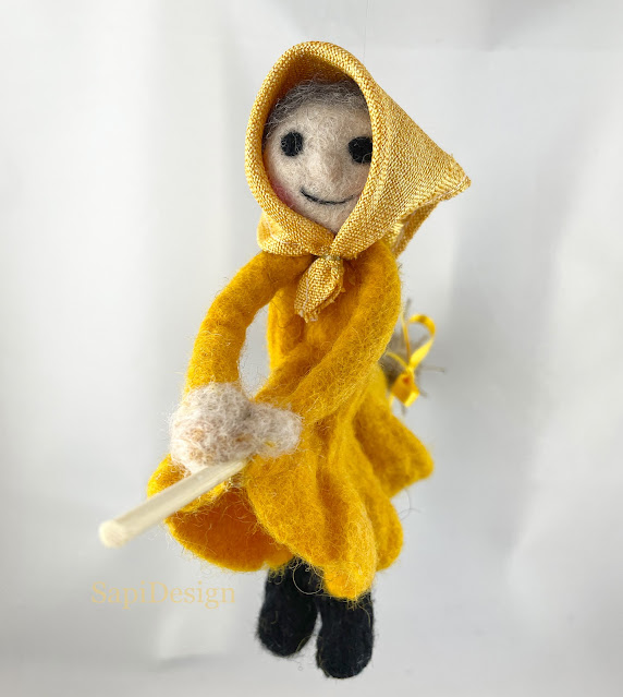 decoration easter felted needlefelted wet felted witch SapiDesign
