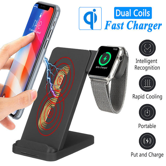 10W Intelligent Recognition QI Wireless Charger Phone Watch Holder Mount for Samsung Xiaomi Huawei