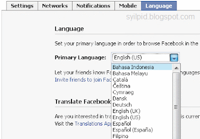 Tips Cara Mengubah Setting Bahasa Facebook Inggris ke Indonesia