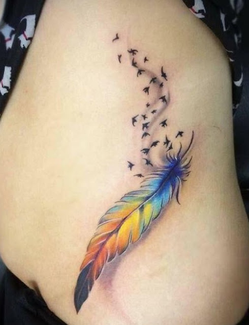 feather tattoos, small