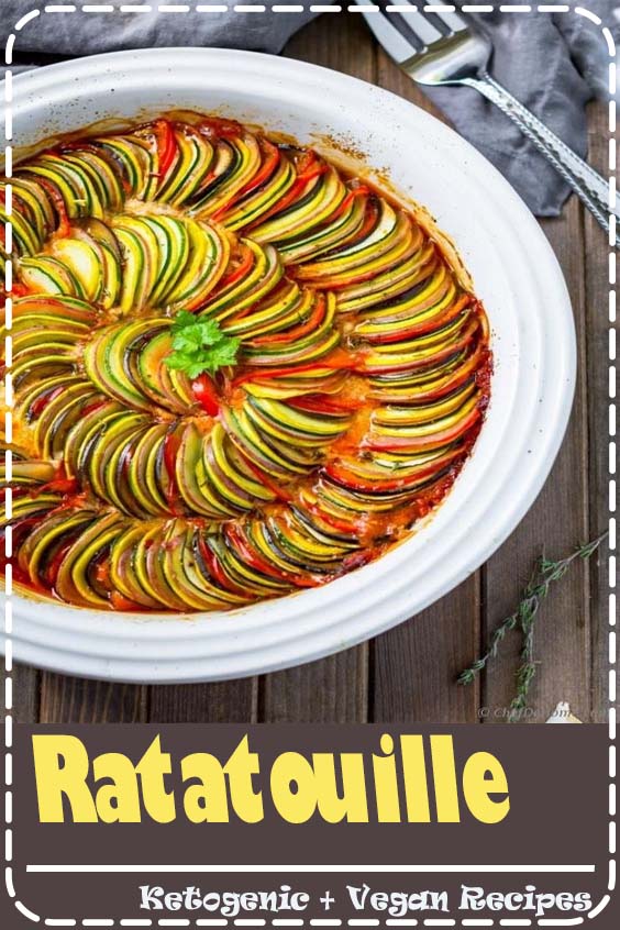 Bringing Ratatouille to your dinner table for meatless Monday! With colorful layers of fresh veggies, and garlicky tomato sauce