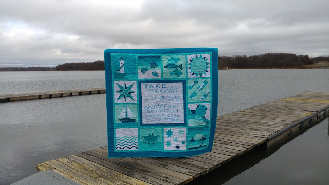 Ocean themed sampler quilt from QAL By the Sea quilt along