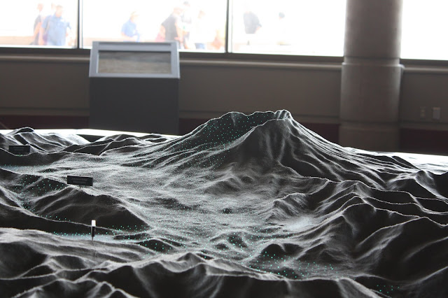 Diorama showing the path of destruction of the blast from Mount St. Helens