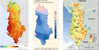 Climate map showing climate trends in Albania