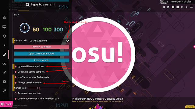 osu! skin settings