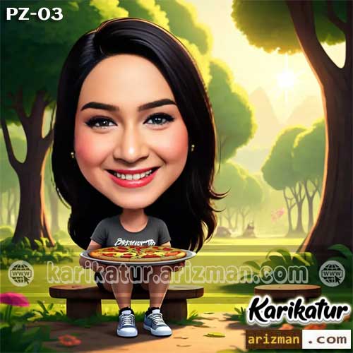 Karikatur 4D Makan Pizza 3