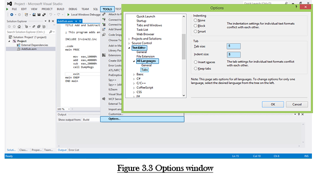 configure microsoft visual studio for assembly language