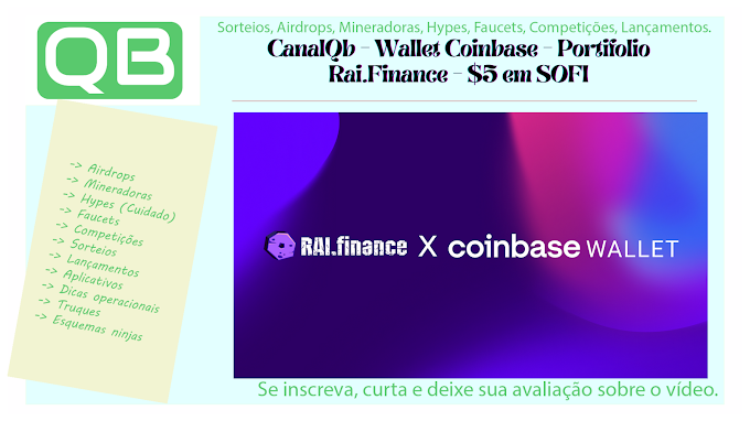 CanalQb - Wallet Coinbase - Portifolio Rai.Finance - $5 em SOFI