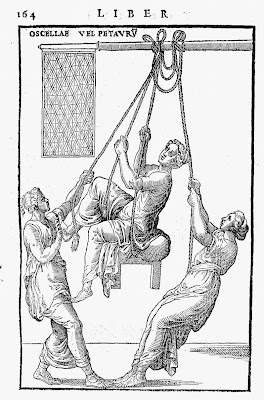 women exercising in ancient times on swings