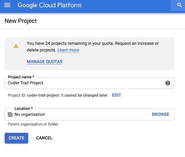 google cloud new project