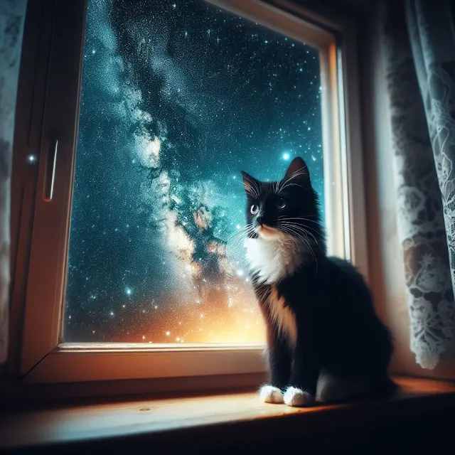 Cosmic Cat on the Celestial Sill - an AI fantasy story