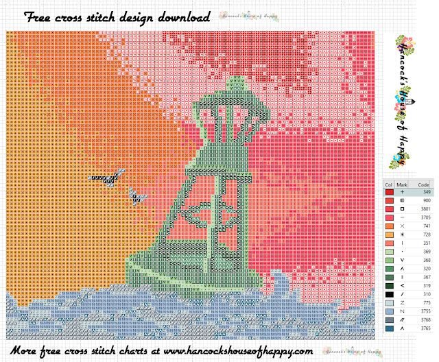 Red Sky at Night Free Nautical Sunset Full Coverage Cross Stitch Pattern to Download