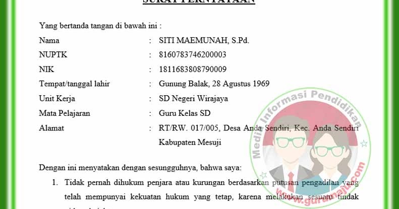 Surat Pernyataan Untuk Pendaftaran PPPK (P3K) 2019 - Belajar Classic