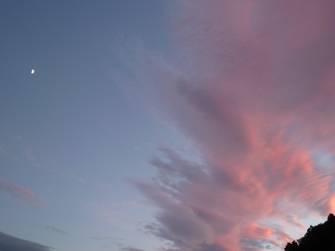 夕焼け雲と上弦の月