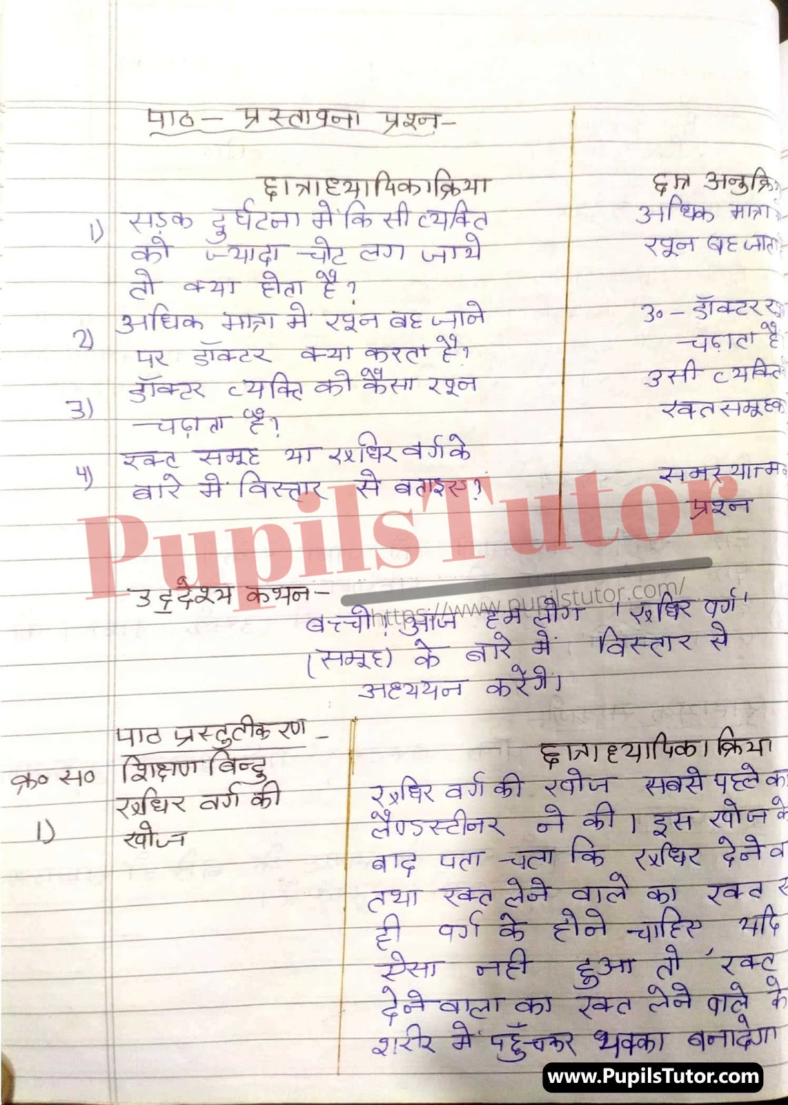 Mega Teaching  Rudhir Varg Lesson Plan For B.Ed And Deled In Hindi Free Download PDF And PPT (Power Point Presentation And Slides) | बीएड और डीएलएड के लिए मेगा  पर रुधिर वर्ग कक्षा 10 से 12 के लेसन प्लान की पीडीऍफ़ और पीपीटी फ्री में डाउनलोड करे| – (Page And PDF Number 2) – pupilstutor
