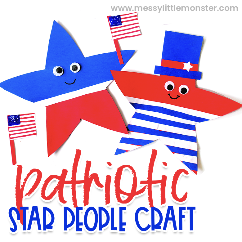 patriotic star people 4th of July craft for preschoolers