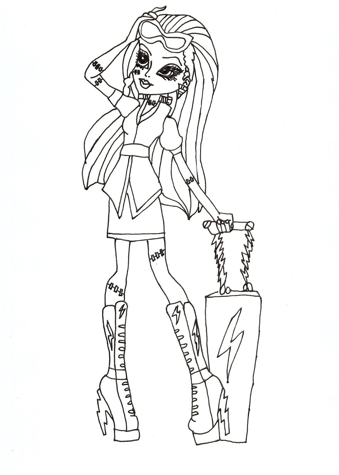 Download Free Printable Monster High Coloring Pages: Frankie Stein Scaris Coloring Sheet