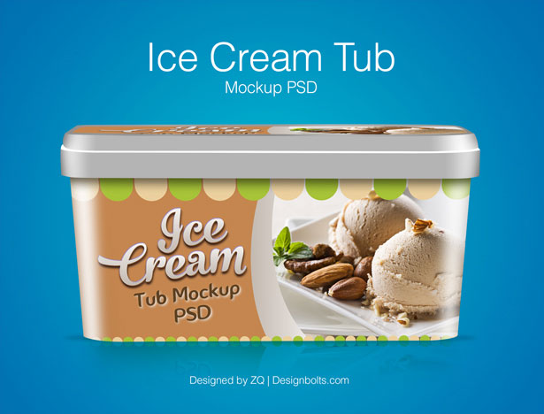 Ice Cream Tub Mockup PSD