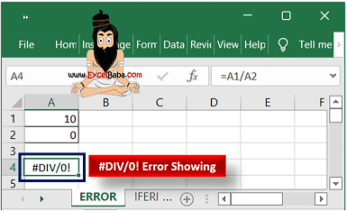 Example of Error in IFERROR Function in Excel