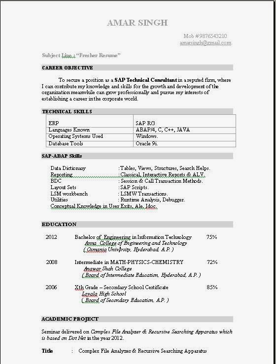 ... the than formats for free download mca fresher resume format Pictures