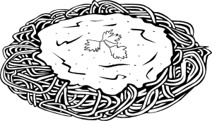 Black and white spaghetti clipart image