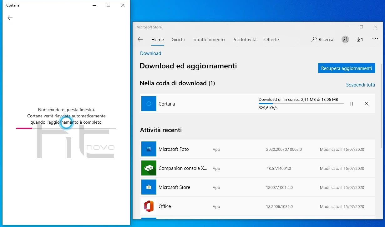 Nuovo aggiornamento per Cortana in Windows 10 Versione 2004